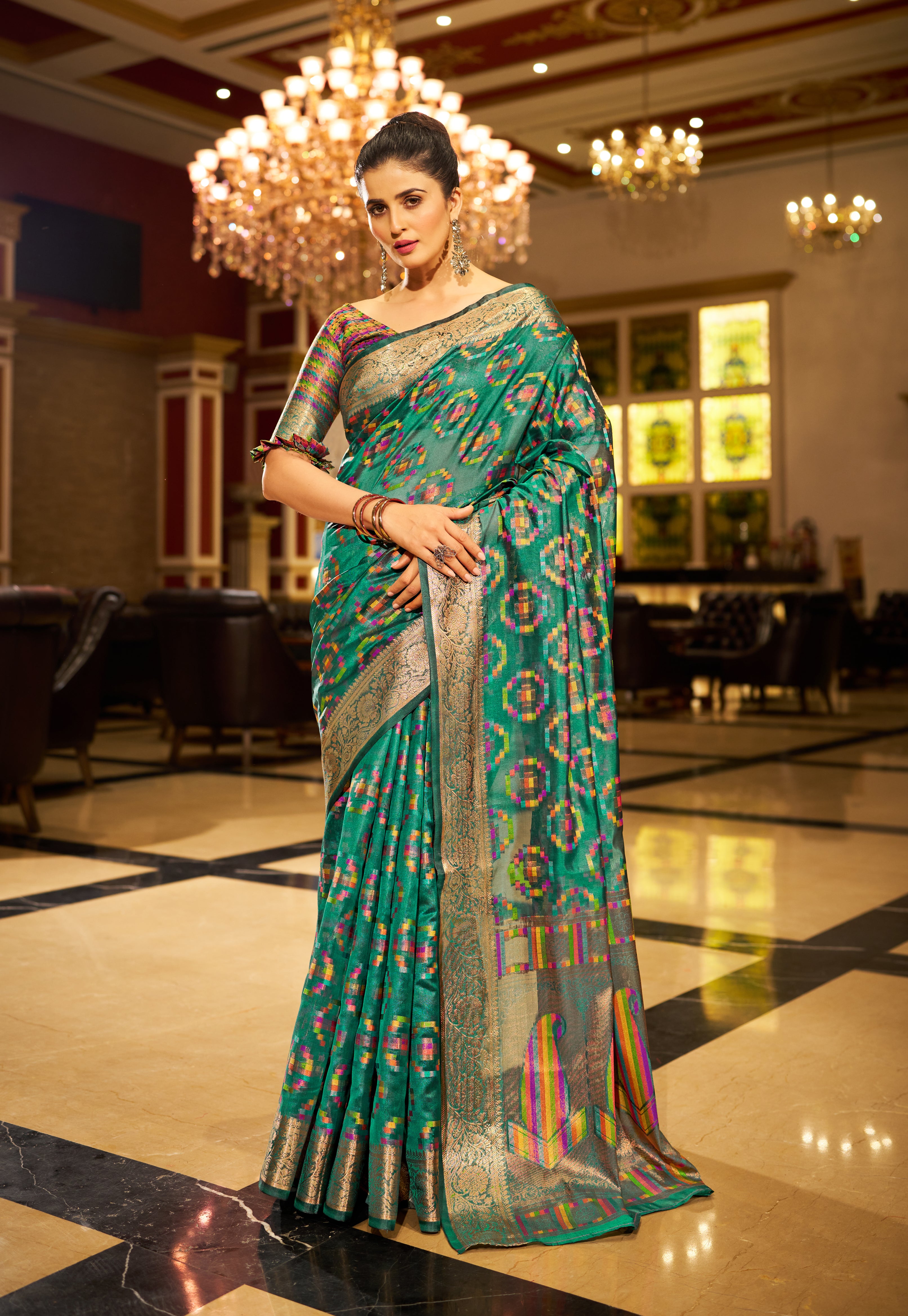 Refreshing Firozy Blue Organza Saree
