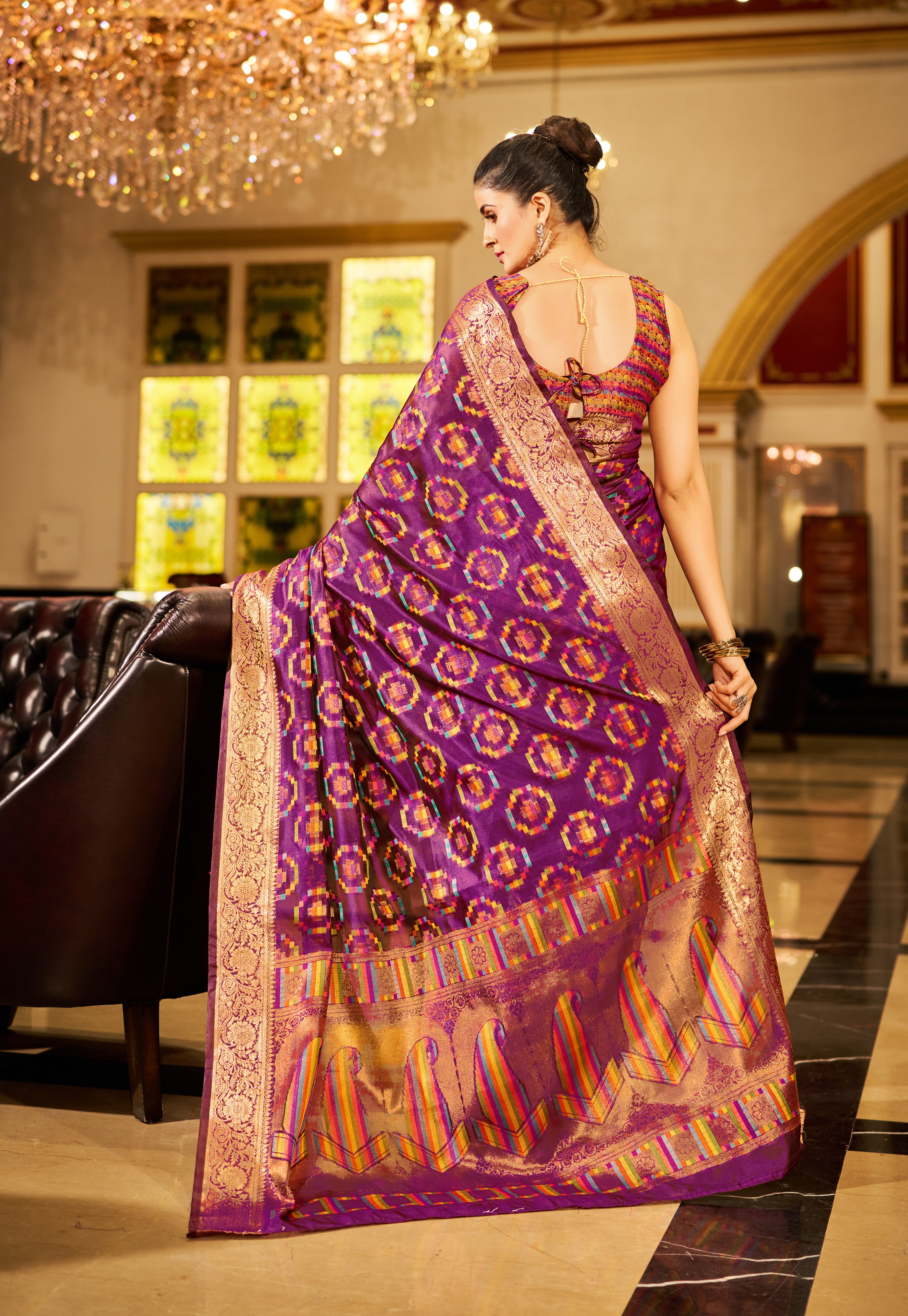 Lavender Purple Organza Saree