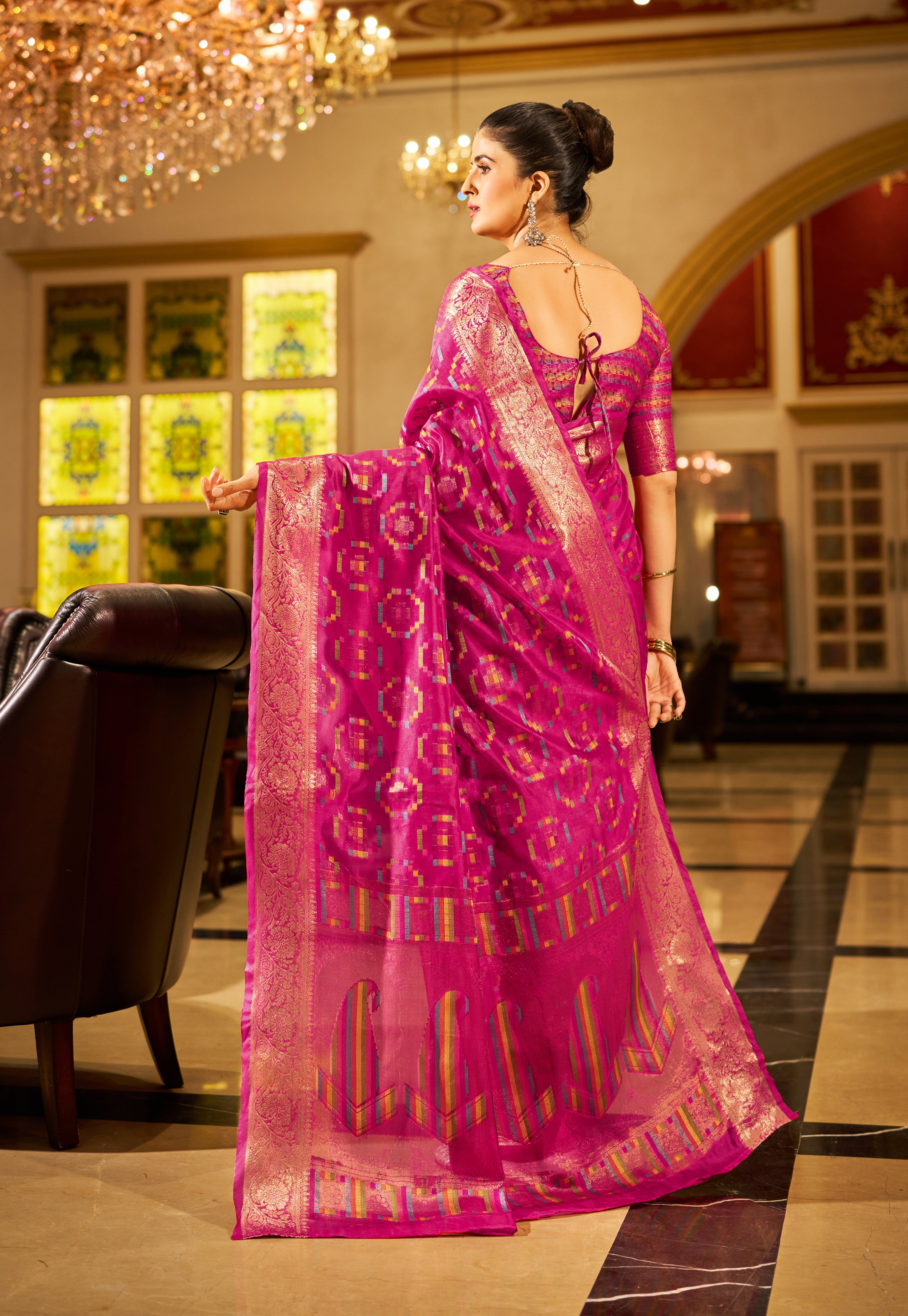 Royal Rani Pink Organza Saree