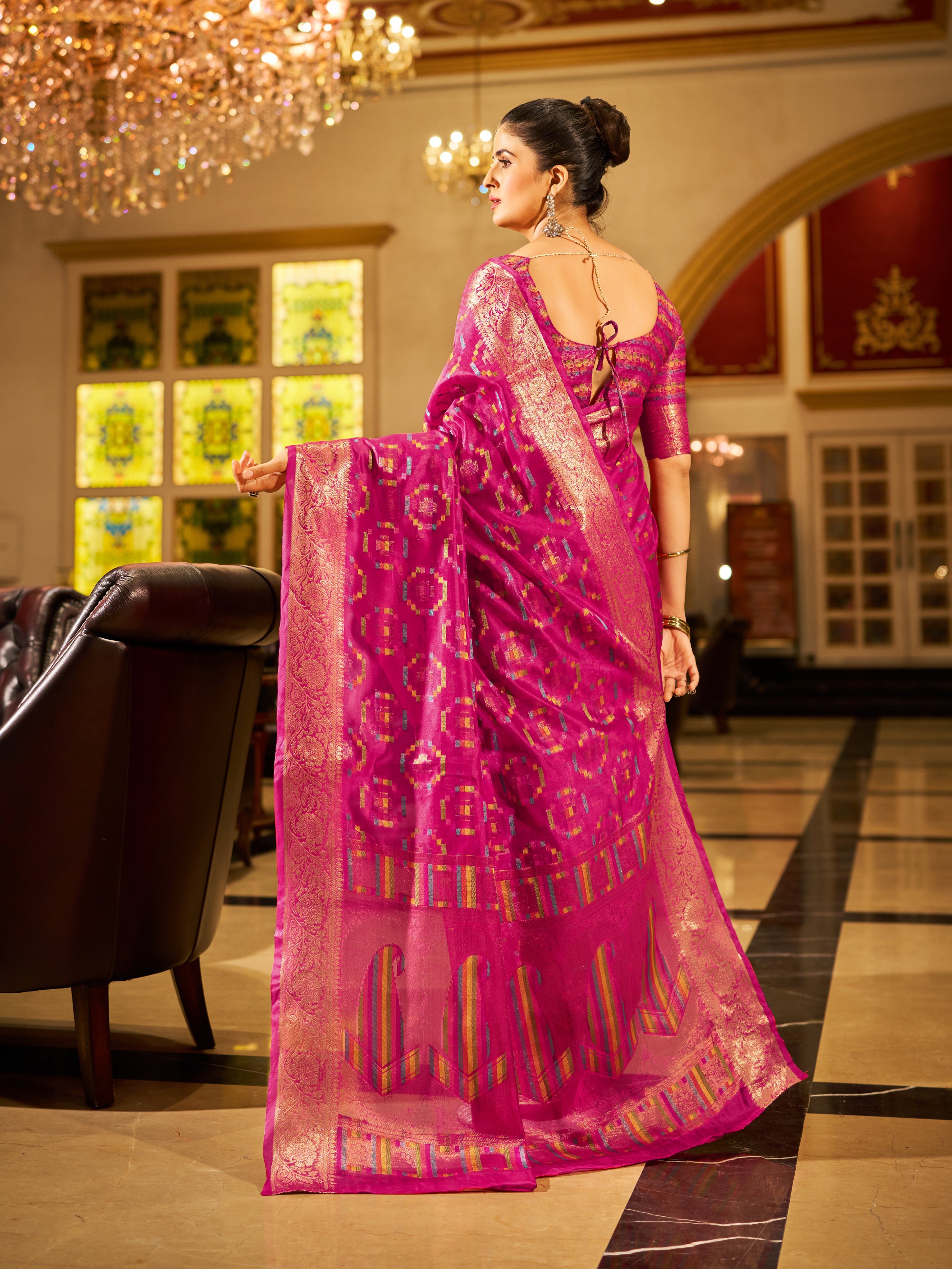 Royal Rani Pink Organza Saree