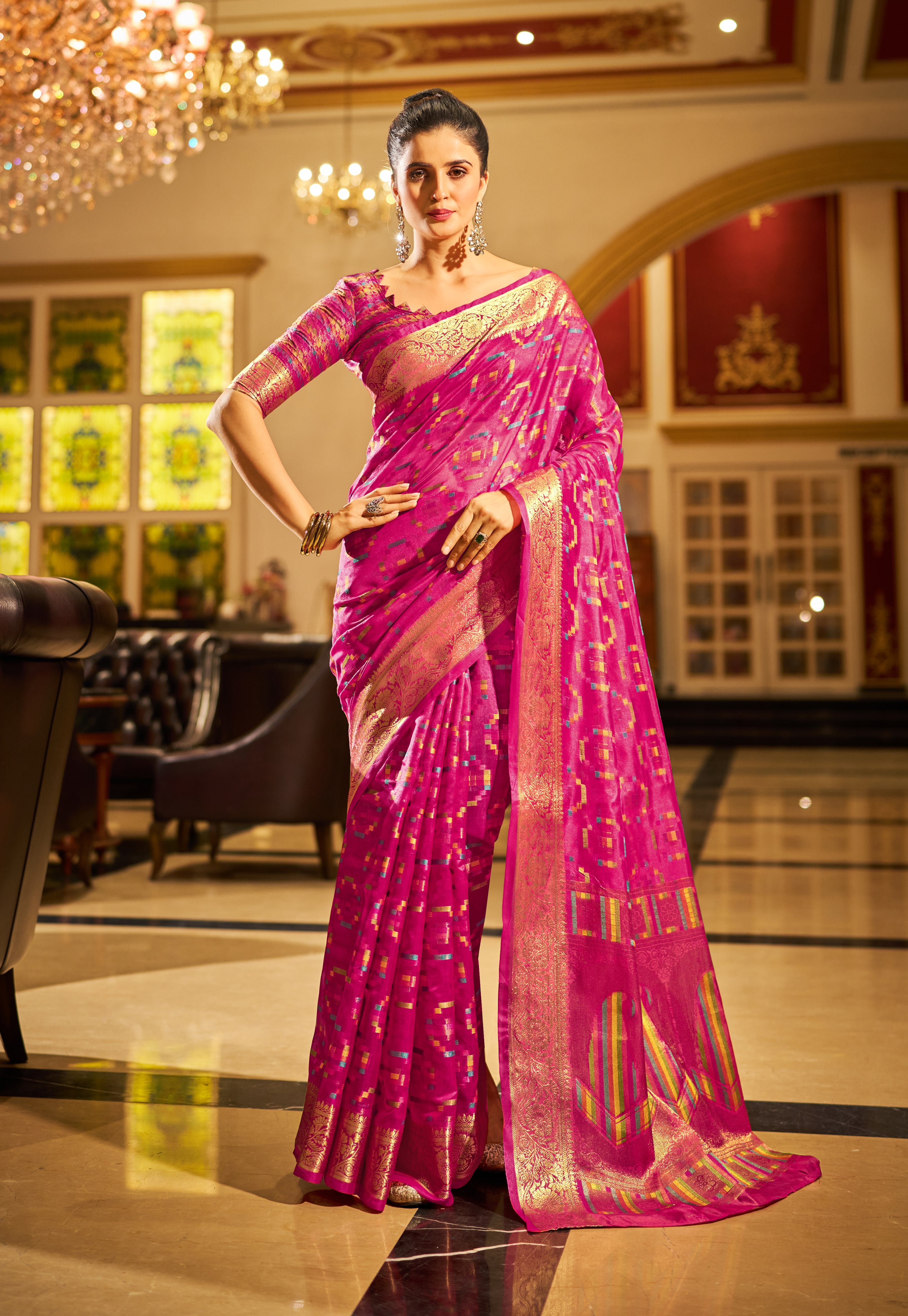 Royal Rani Pink Organza Saree