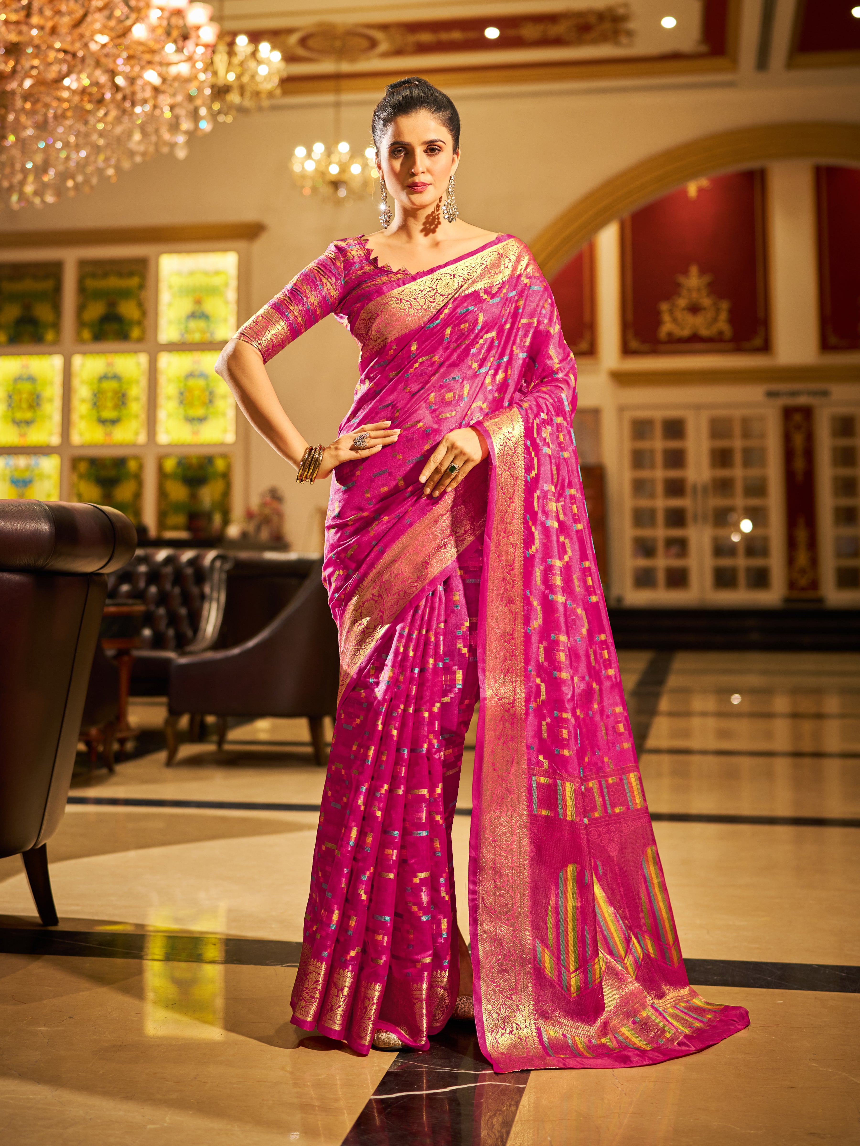 Royal Rani Pink Organza Saree