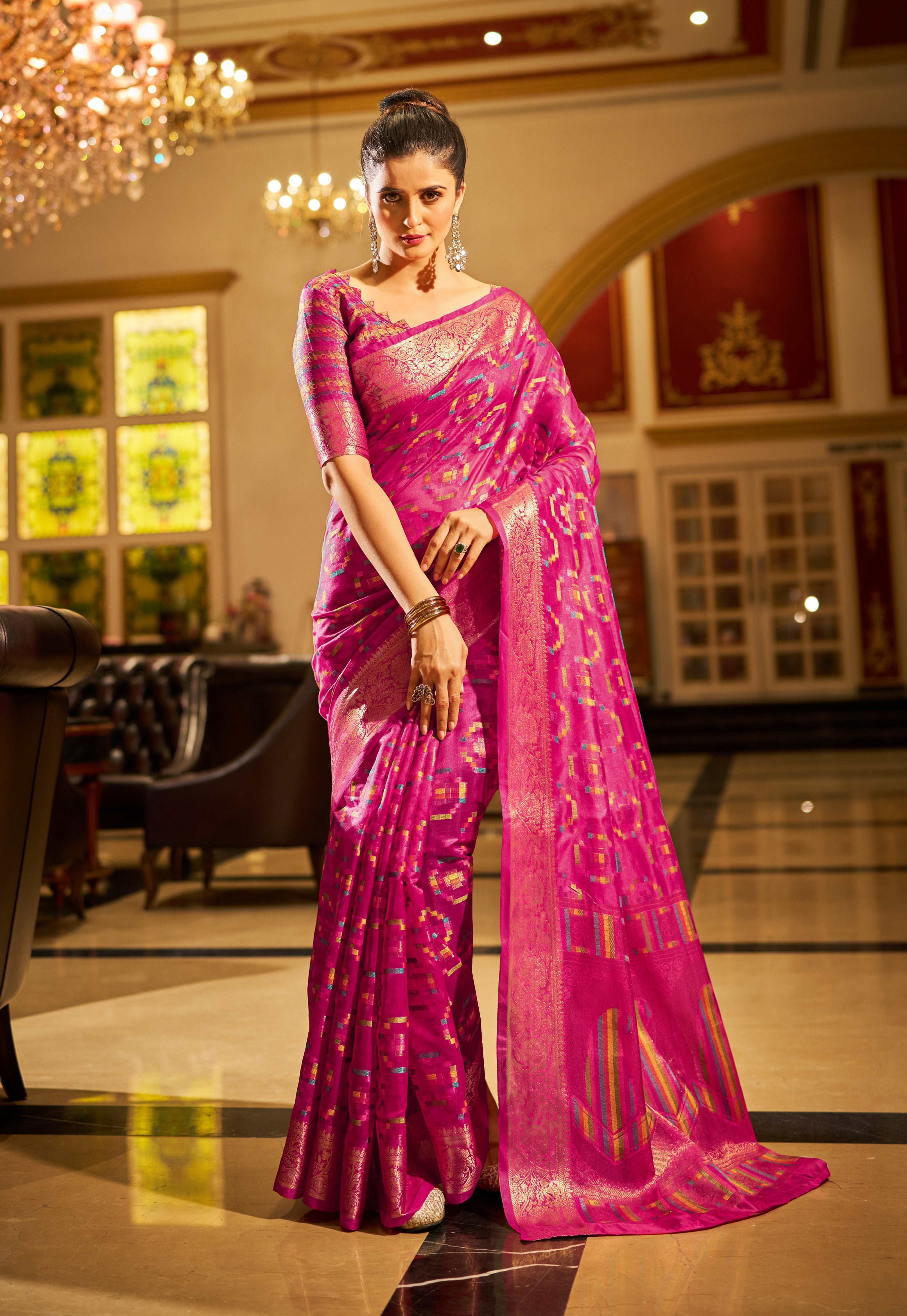 Royal Rani Pink Organza Saree