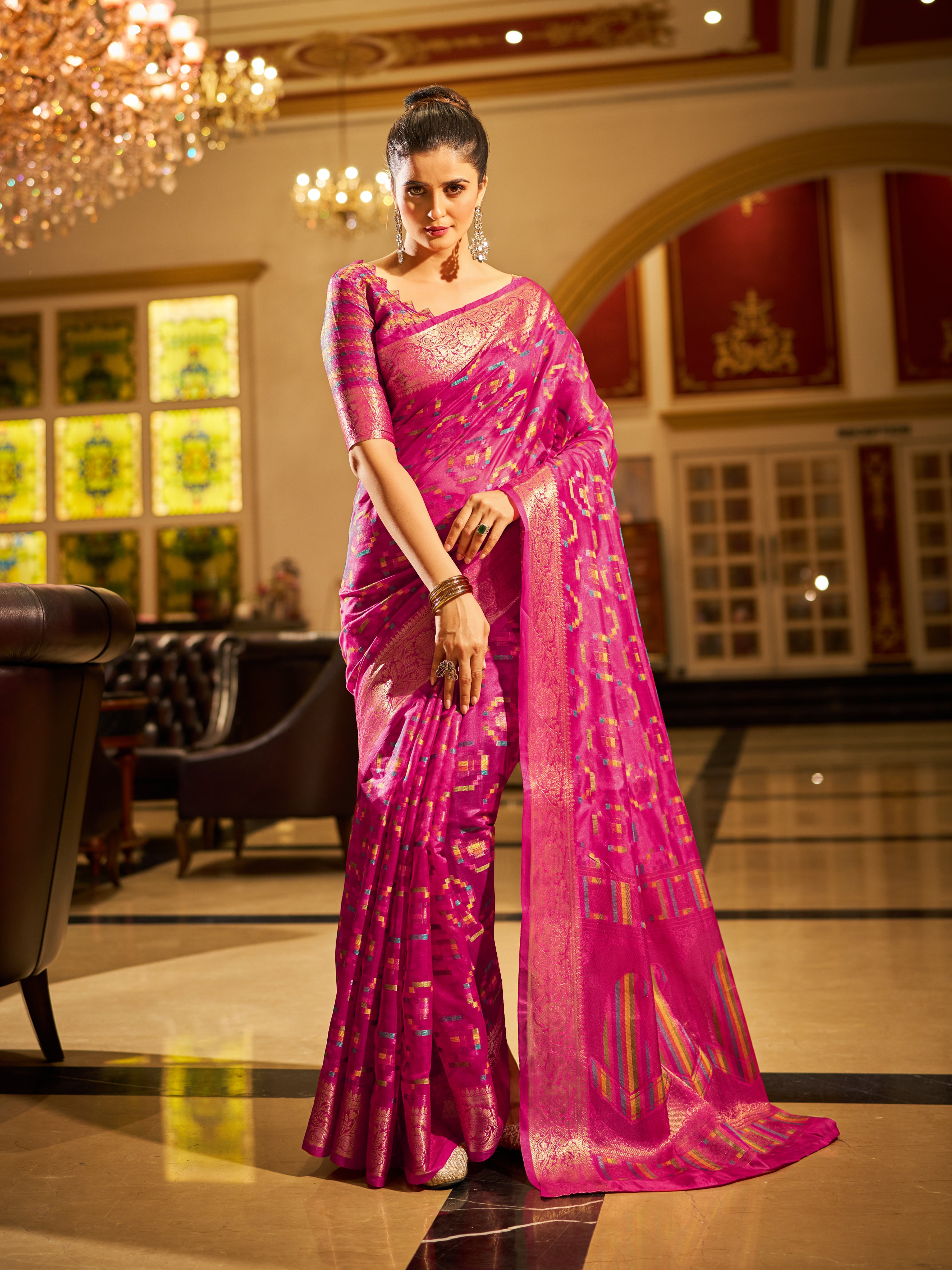 Royal Rani Pink Organza Saree
