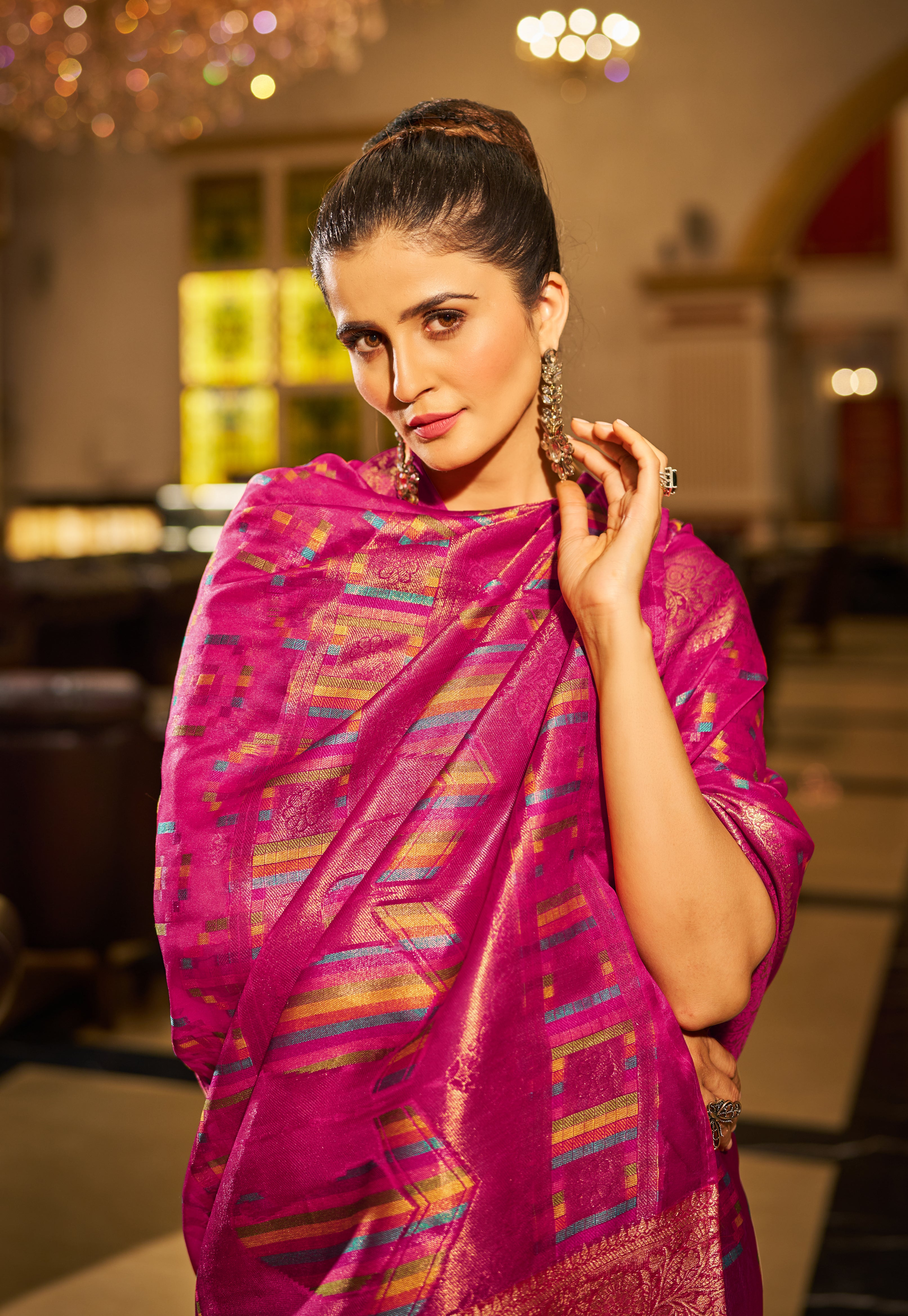 Royal Rani Pink Organza Saree