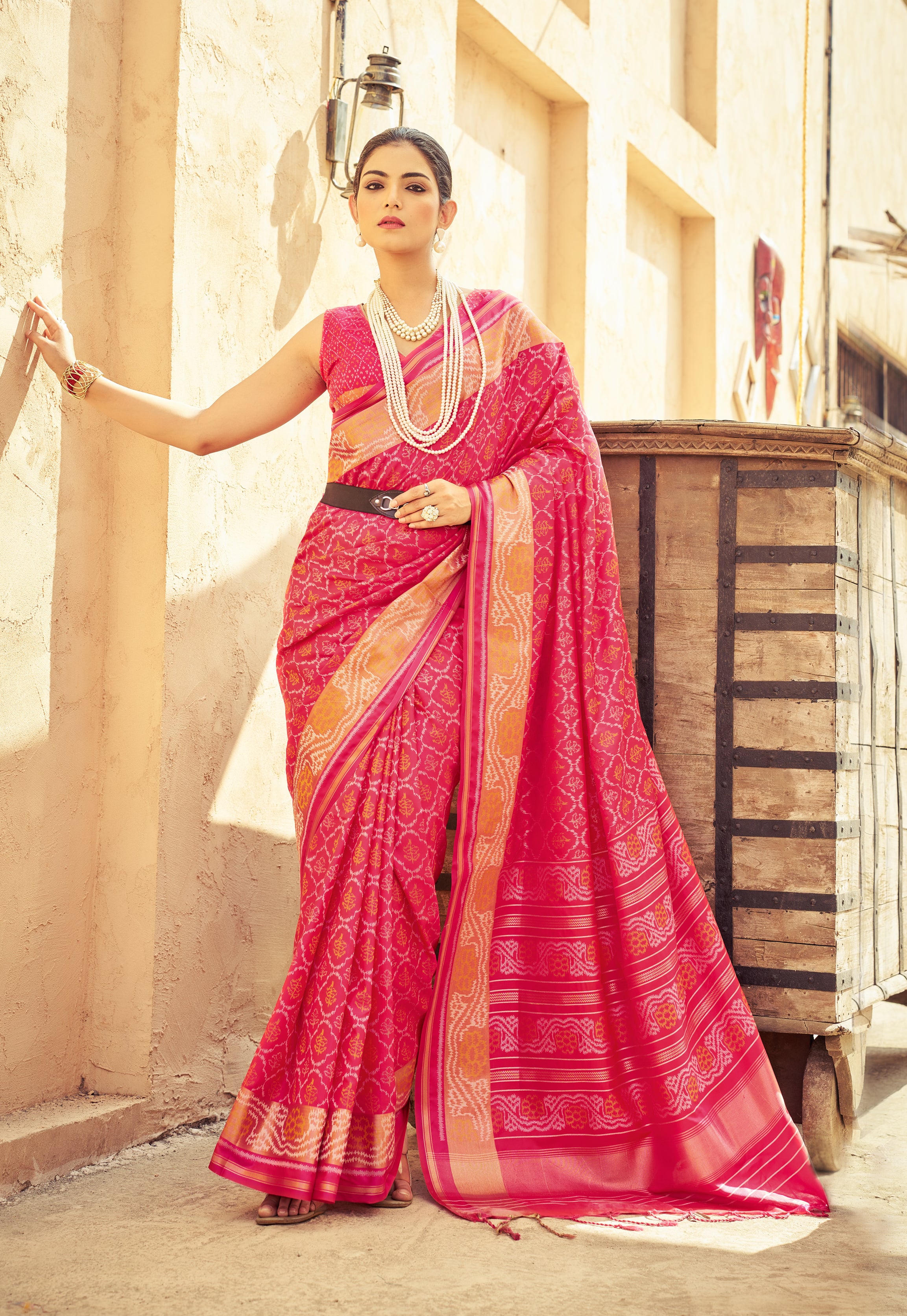 Gajari Pink Soft Silk Saree