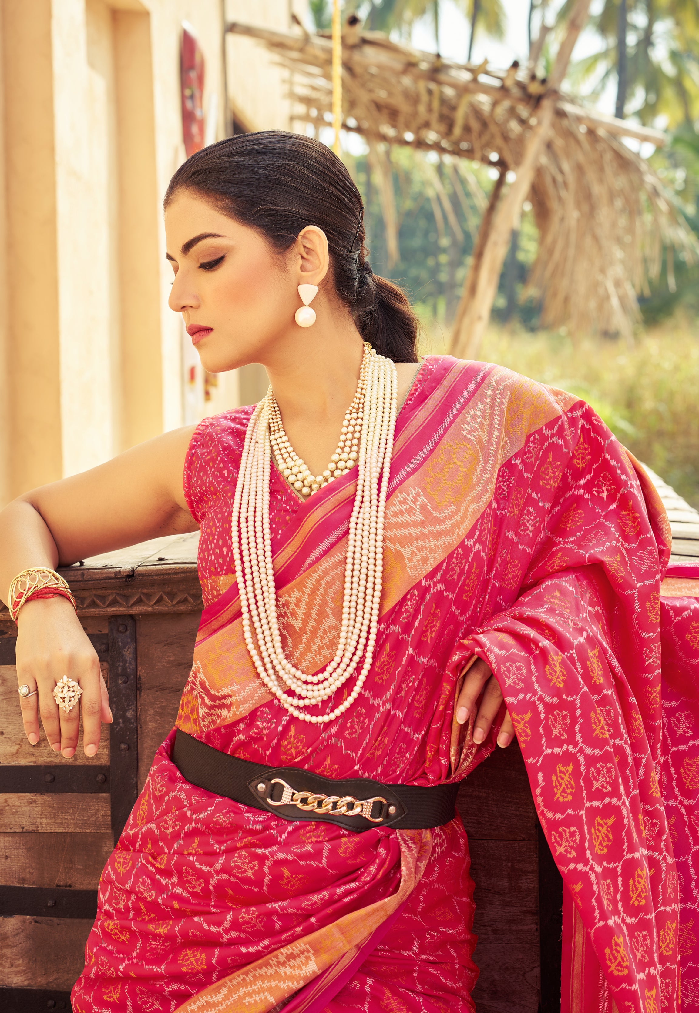 Gajari Pink Soft Silk Saree