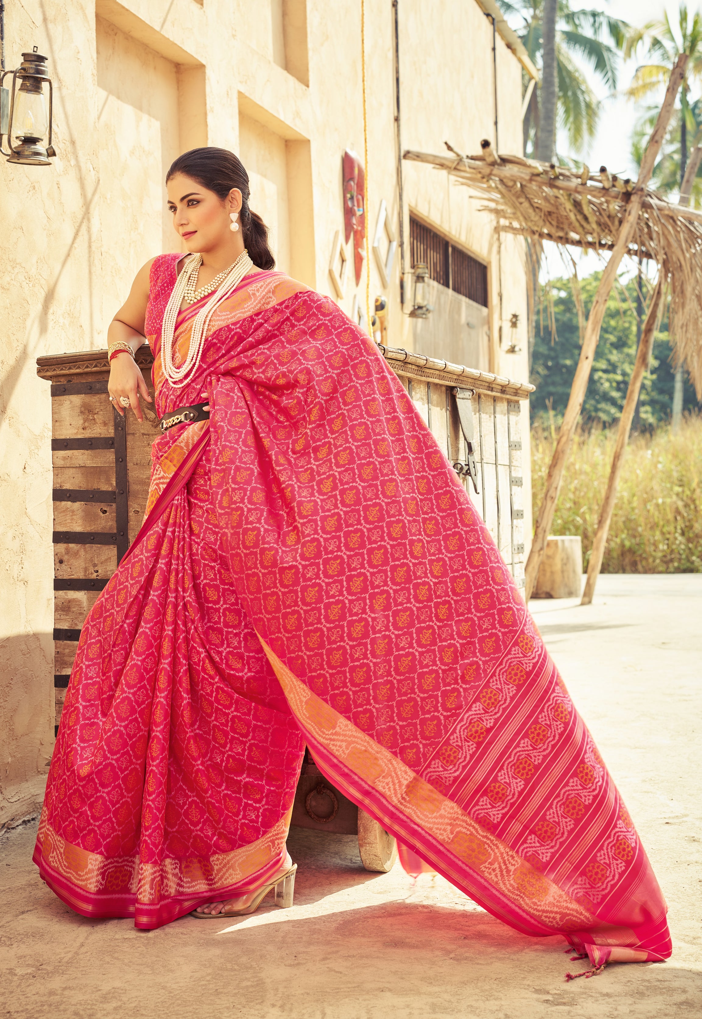 Gajari Pink Soft Silk Saree