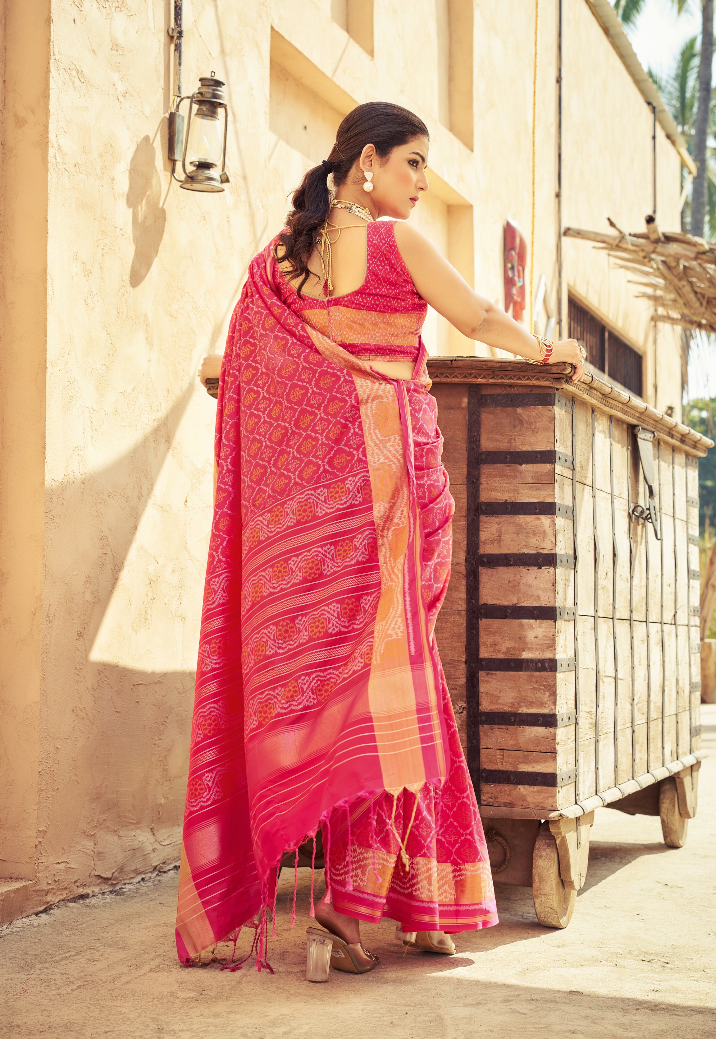 Gajari Pink Soft Silk Saree