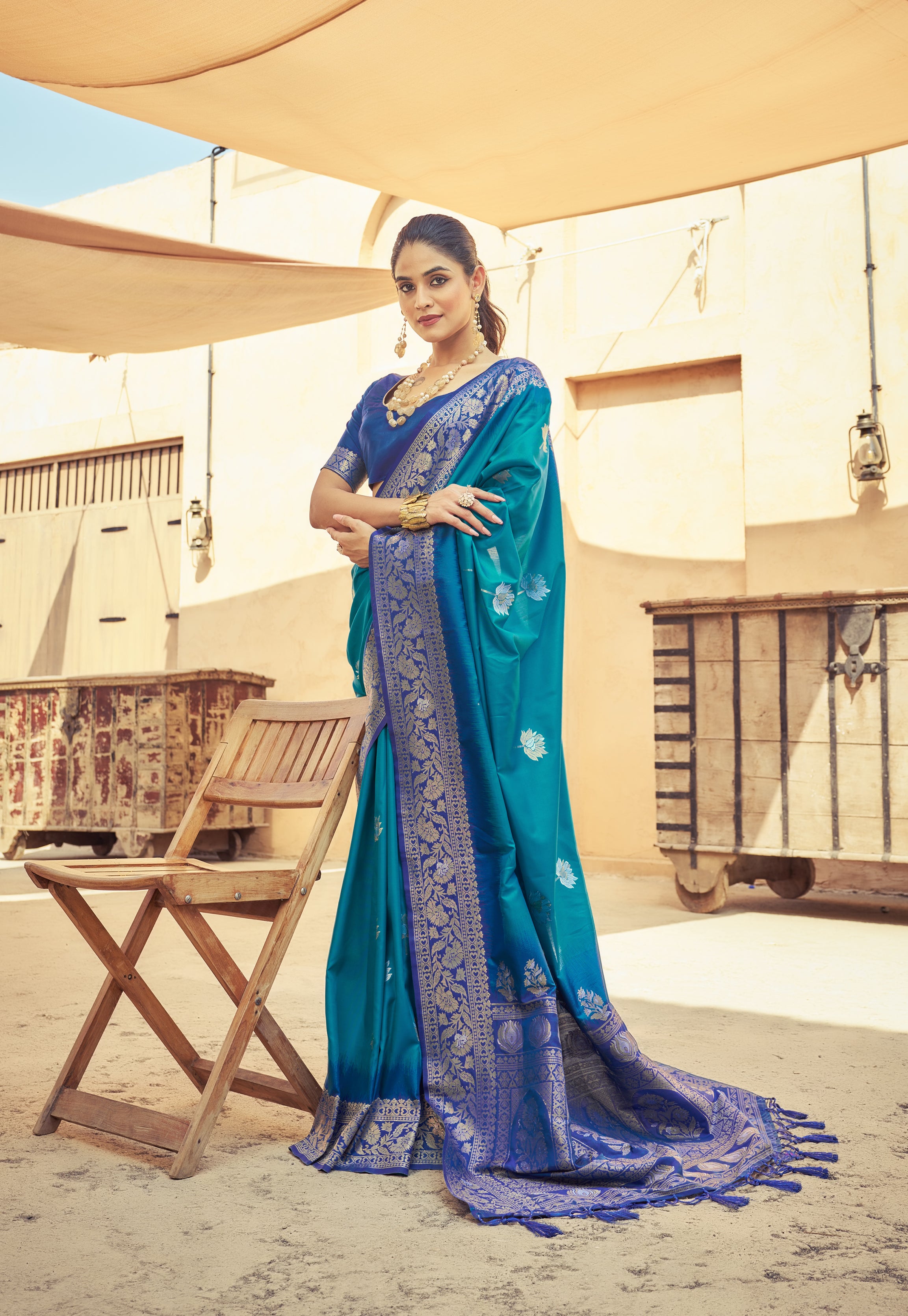 Dark Rama Soft Silk Saree