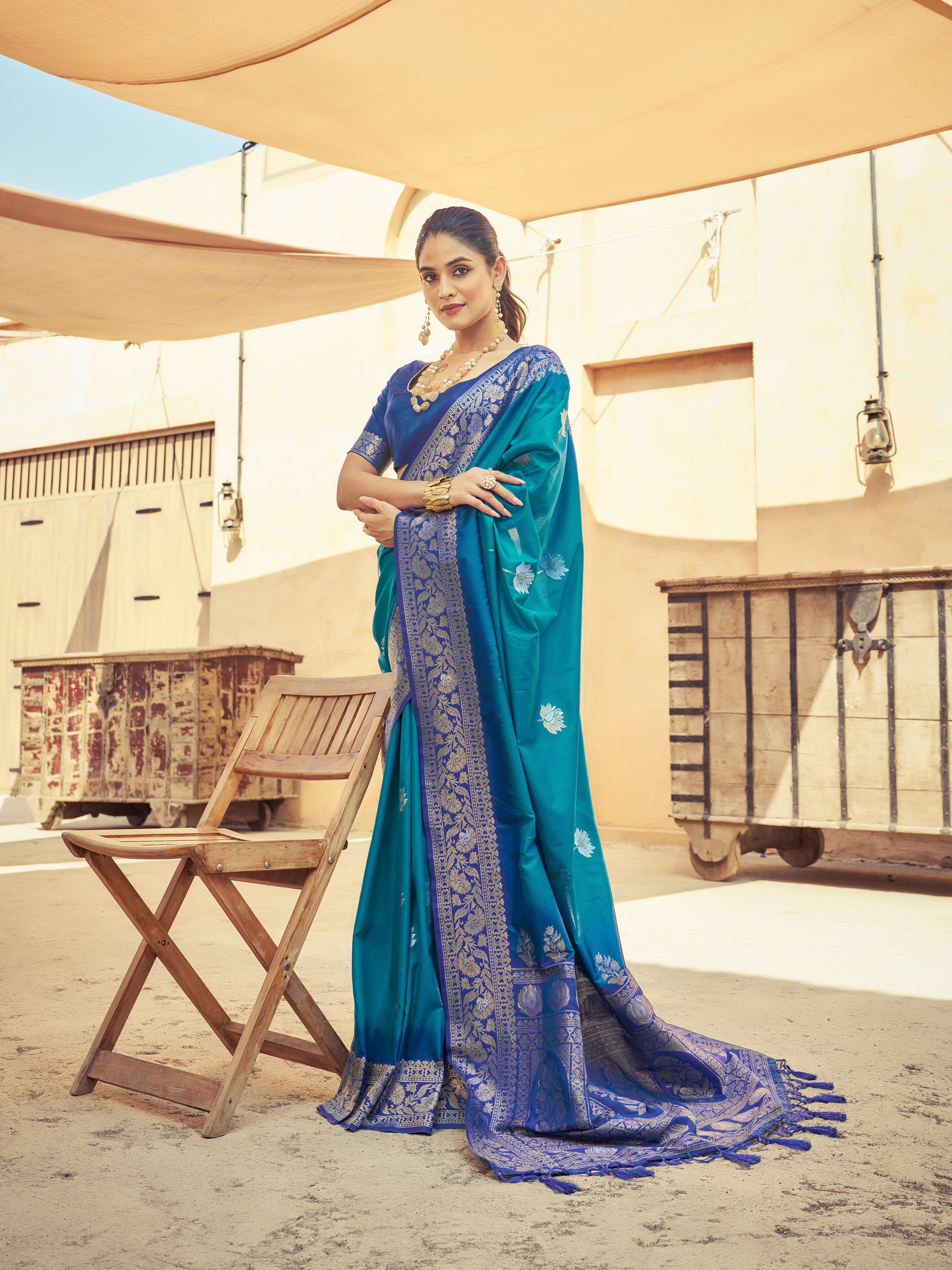 Dark Rama Soft Silk Saree