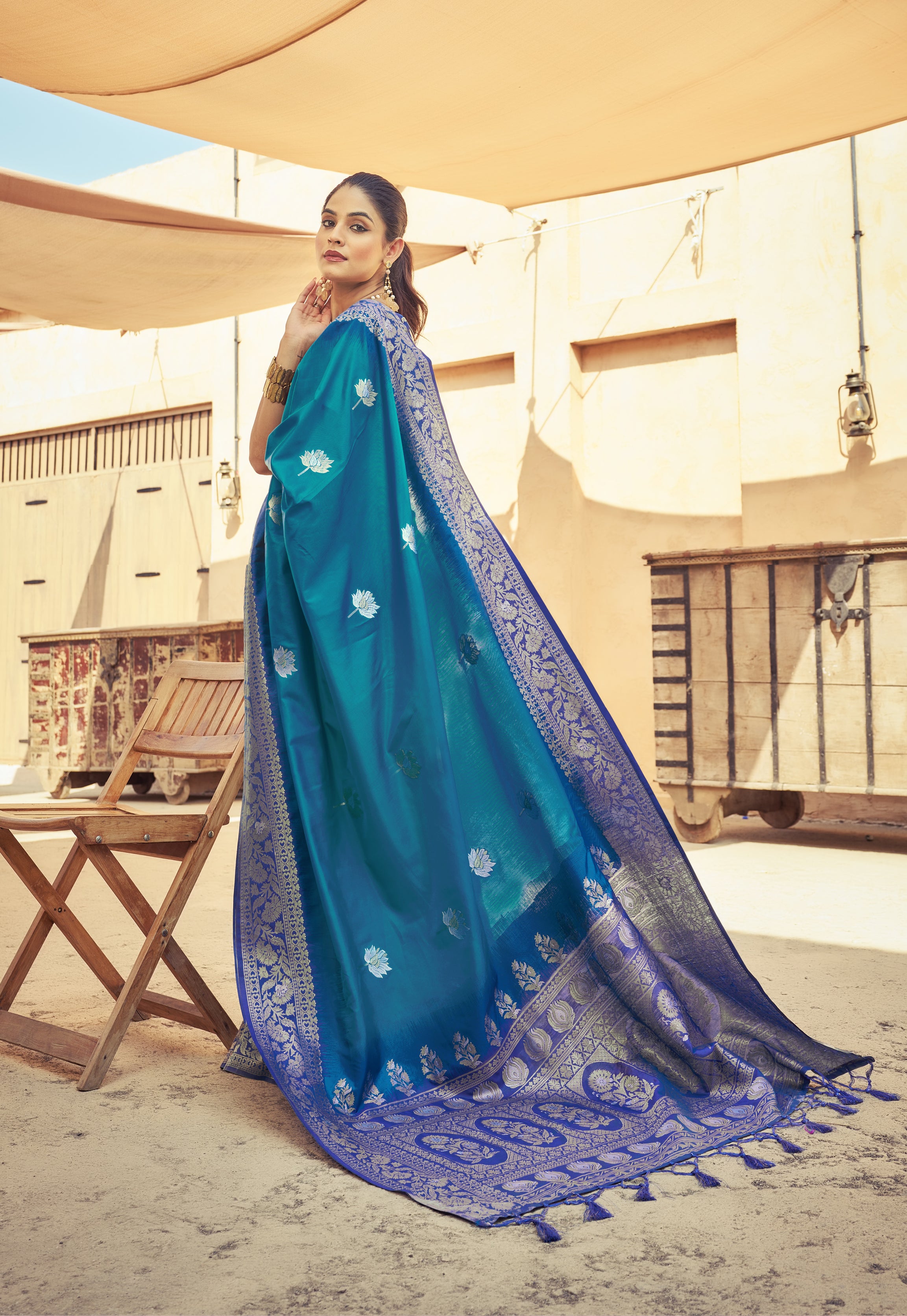 Dark Rama Soft Silk Saree