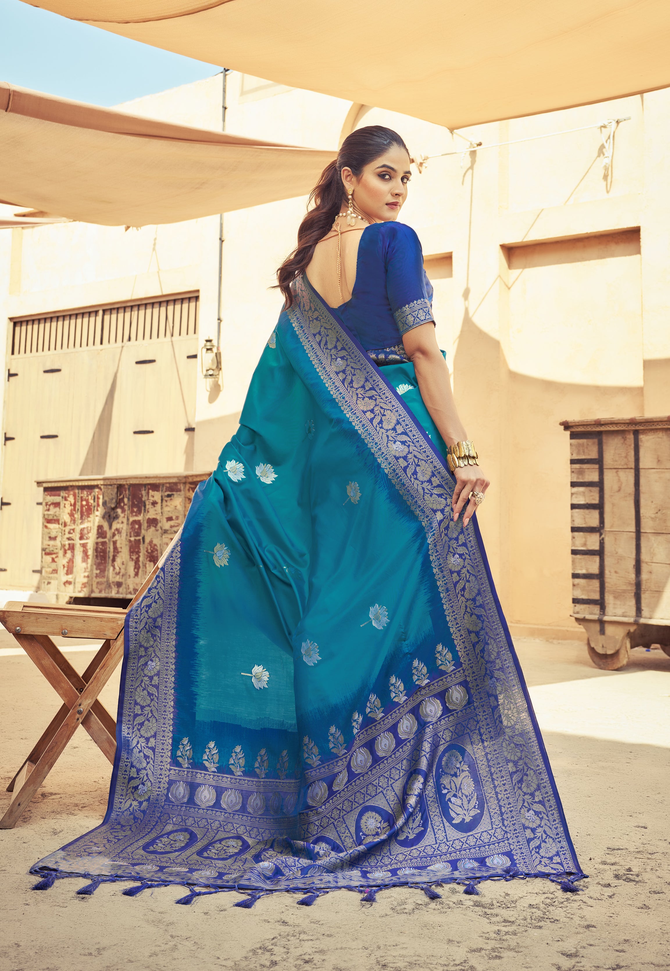 Dark Rama Soft Silk Saree