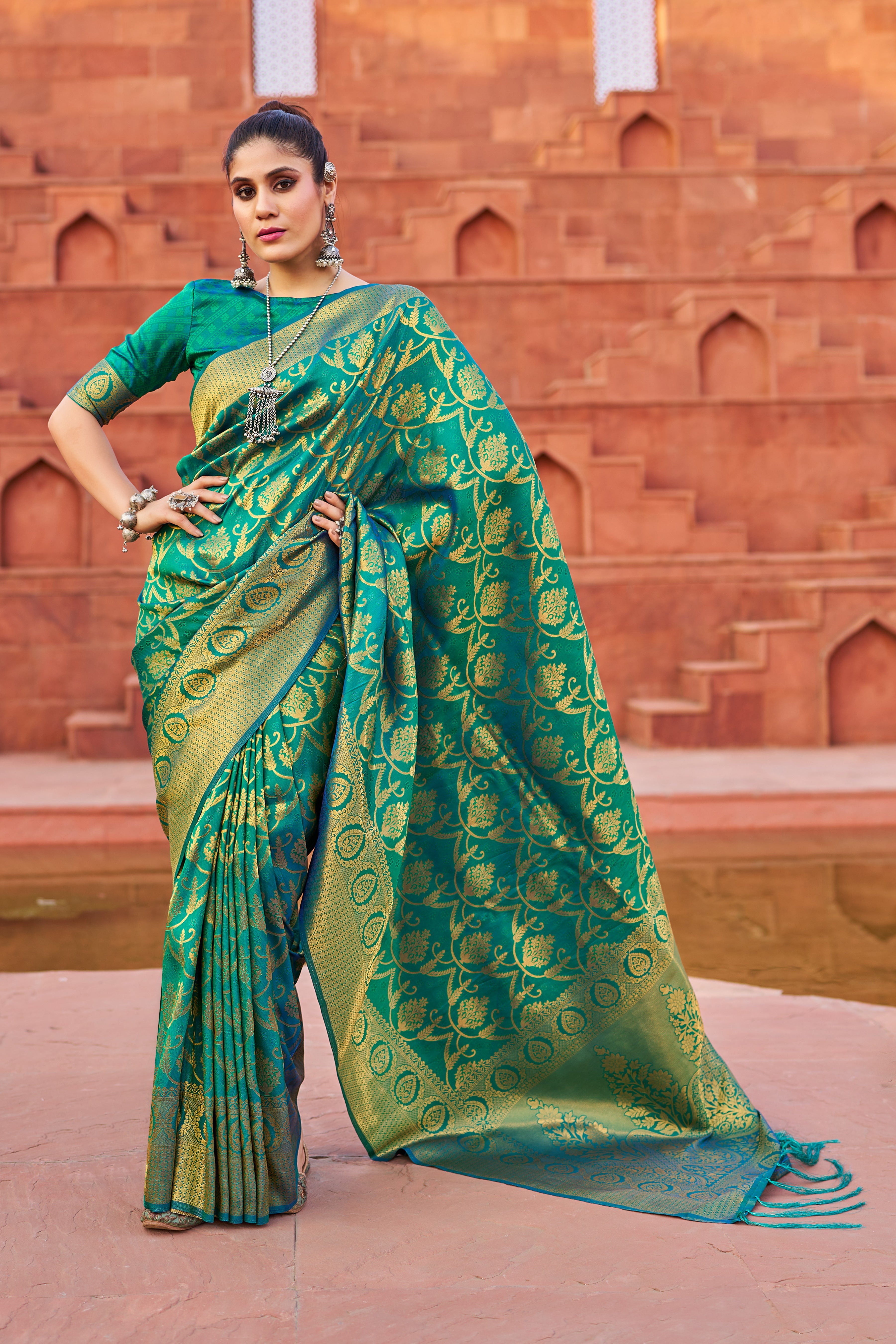 Vibrant Green Soft Silk Saree