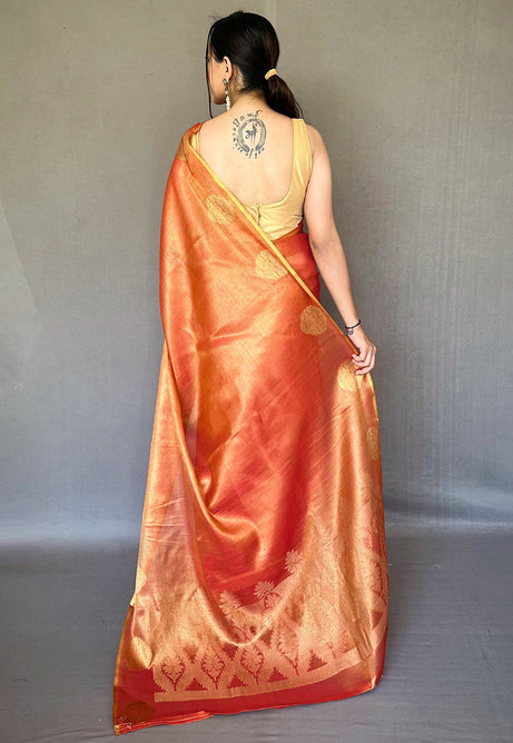 Vibrant Orange Silk Saree