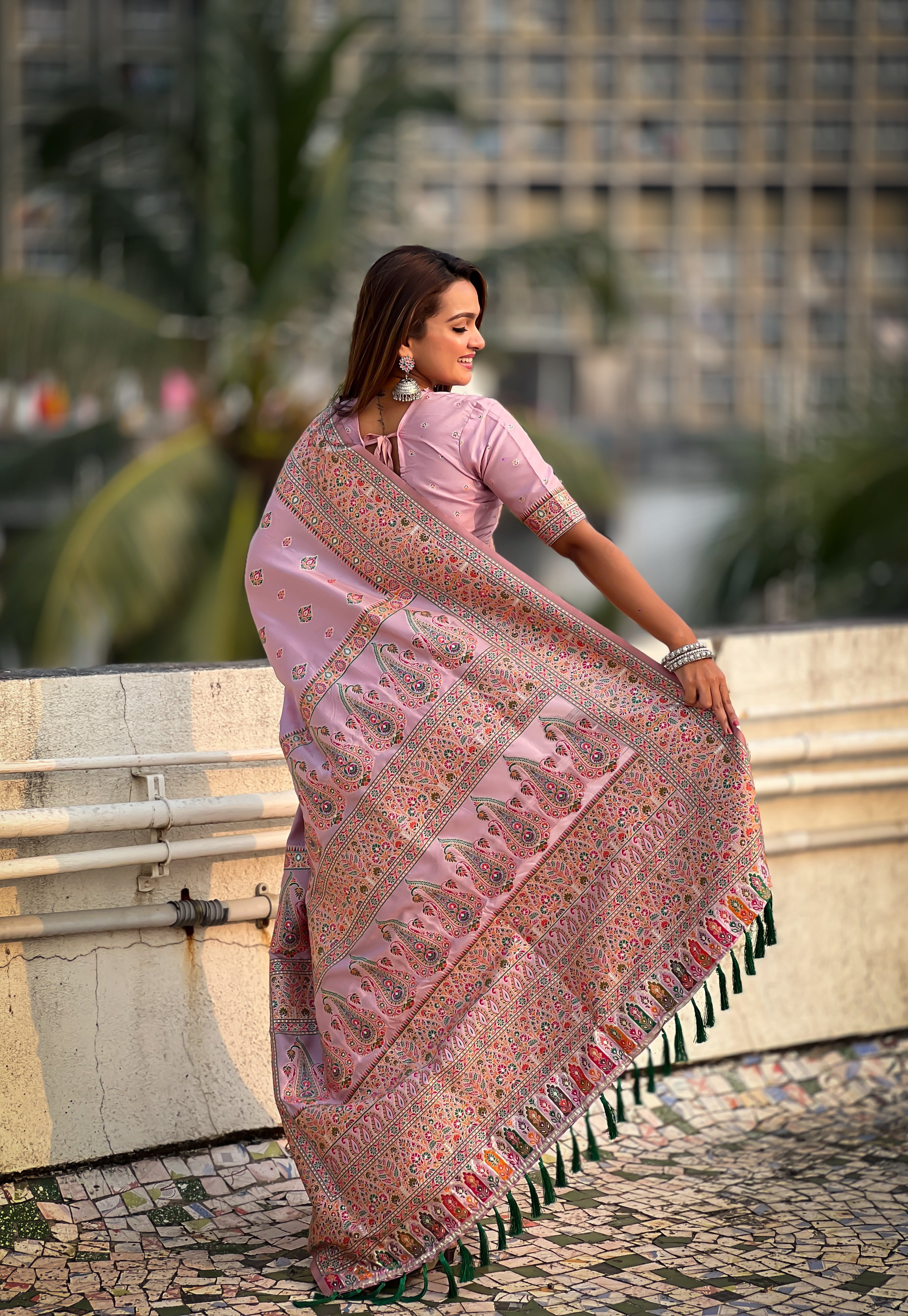 Lavender Mist Pashmina Kashmiri Sarees