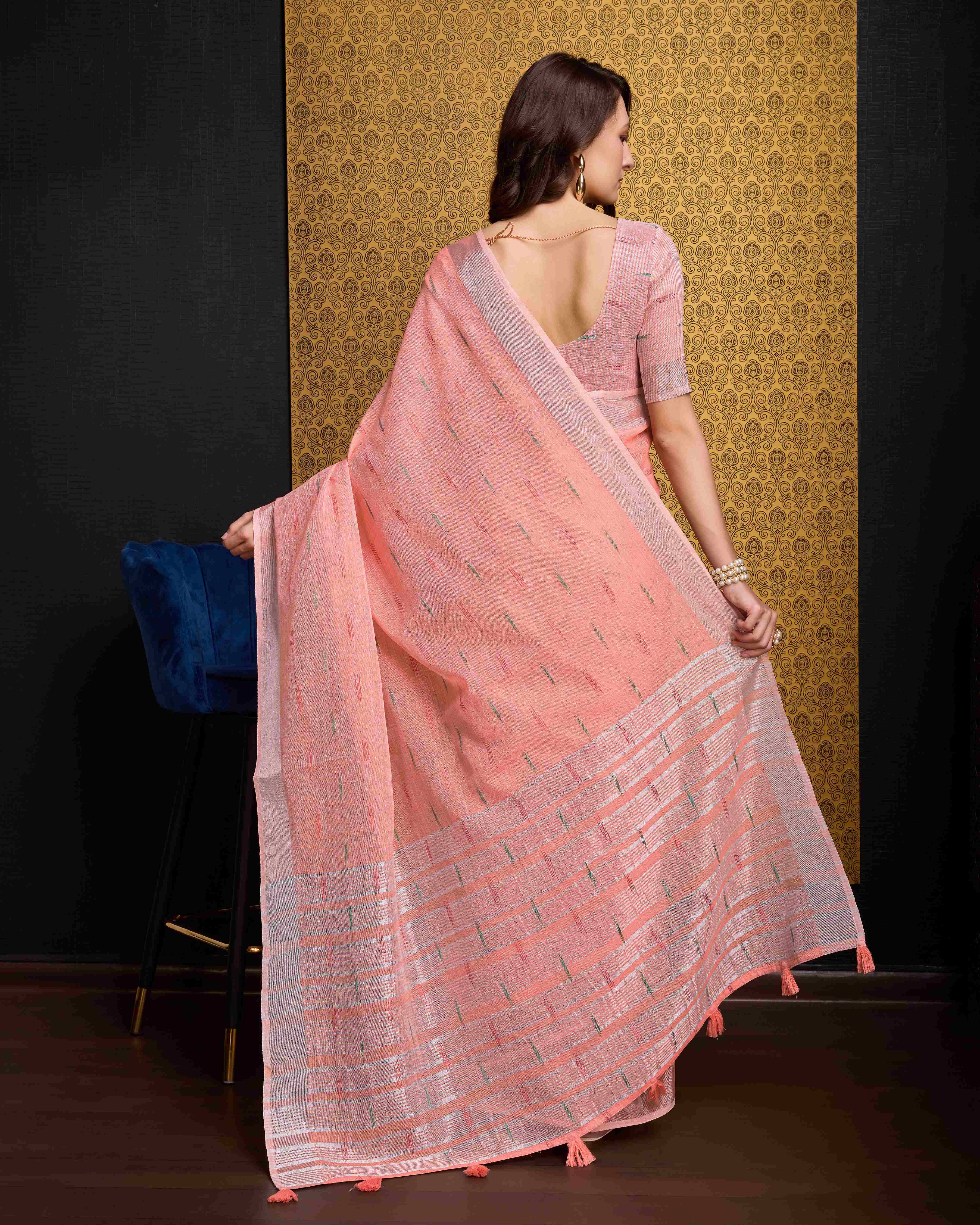 Delicate Peach Organza Saree