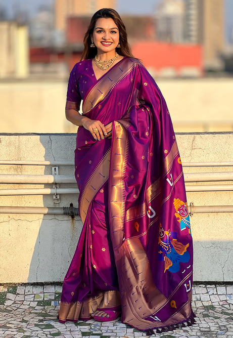 Royal Violet Silk Saree