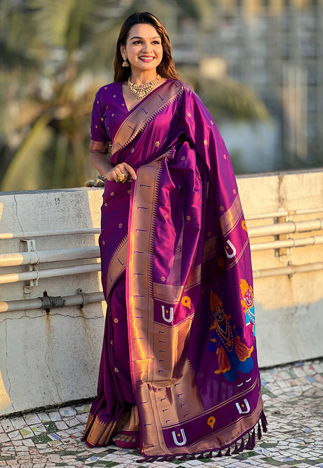 Royal Violet Silk Saree