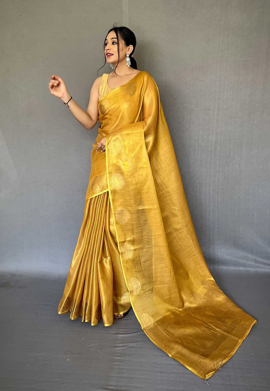 Vibrant Yellow Silk Saree