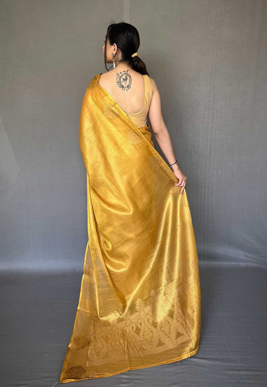 Vibrant Yellow Silk Saree