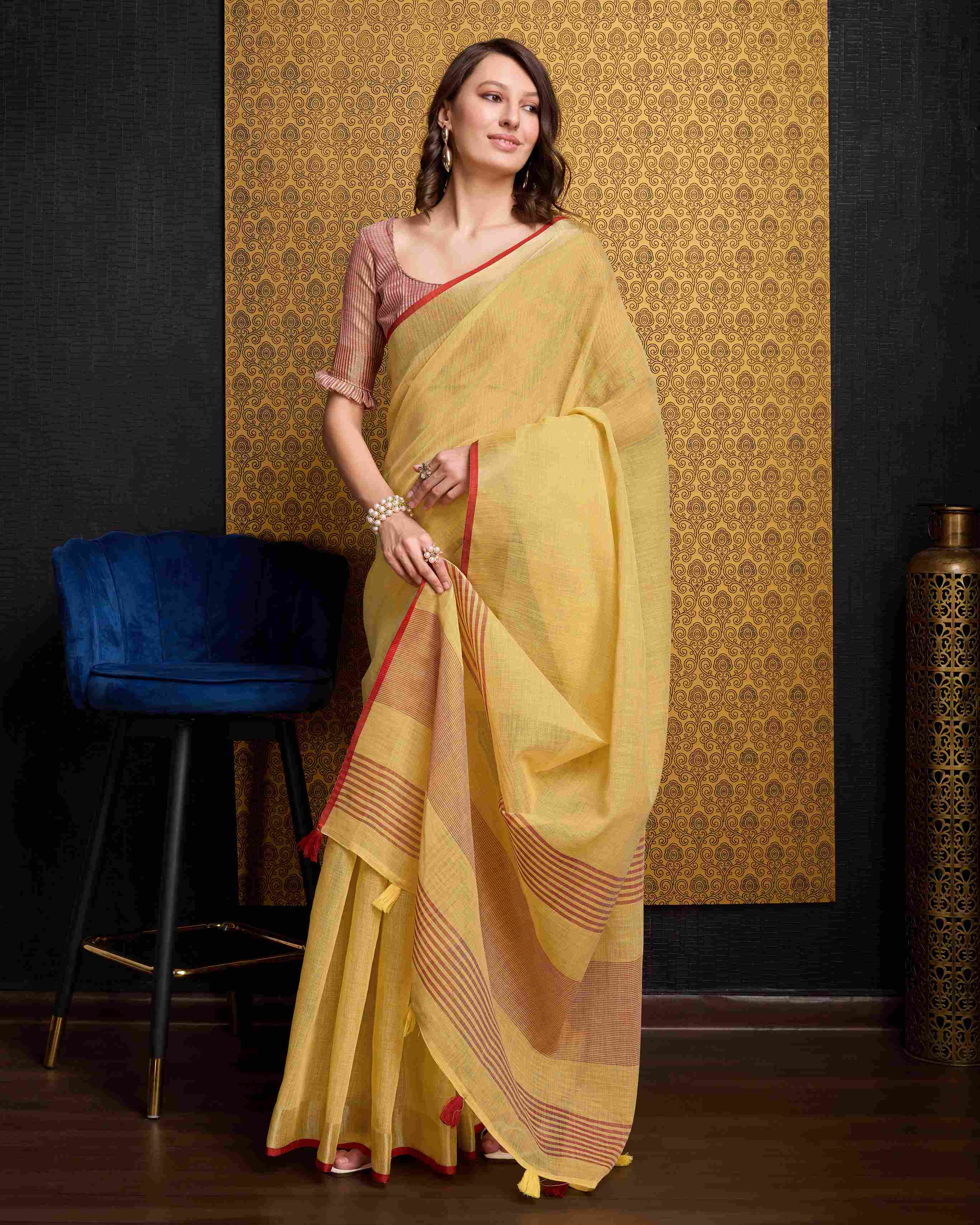 Sunshine Yellow Linen Saree
