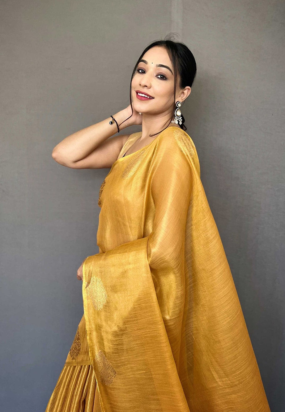 Vibrant Yellow Silk Saree
