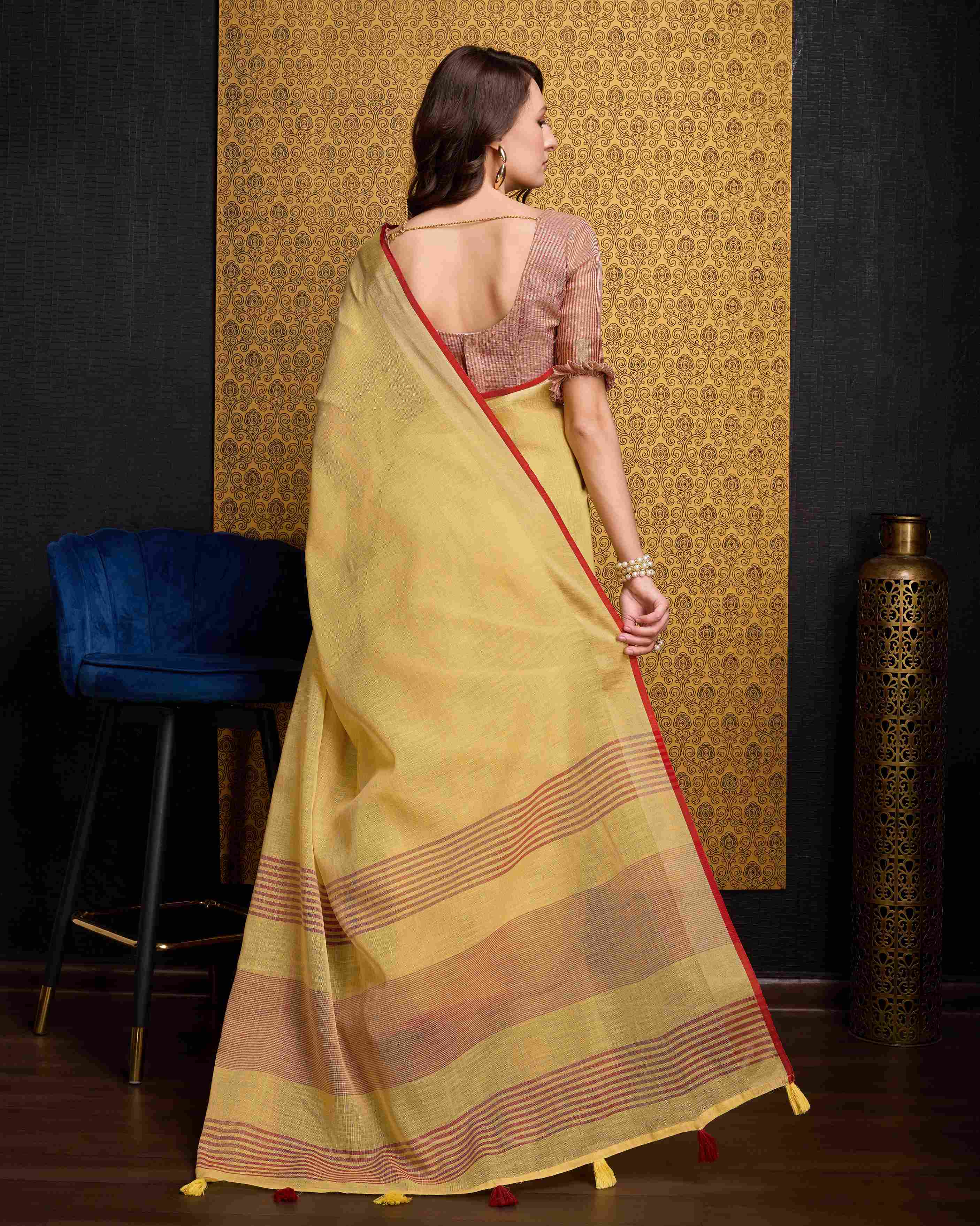 Sunshine Yellow Linen Saree