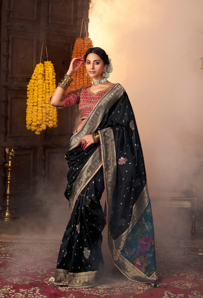 Midnight Charm Pure Silk Weaving saree