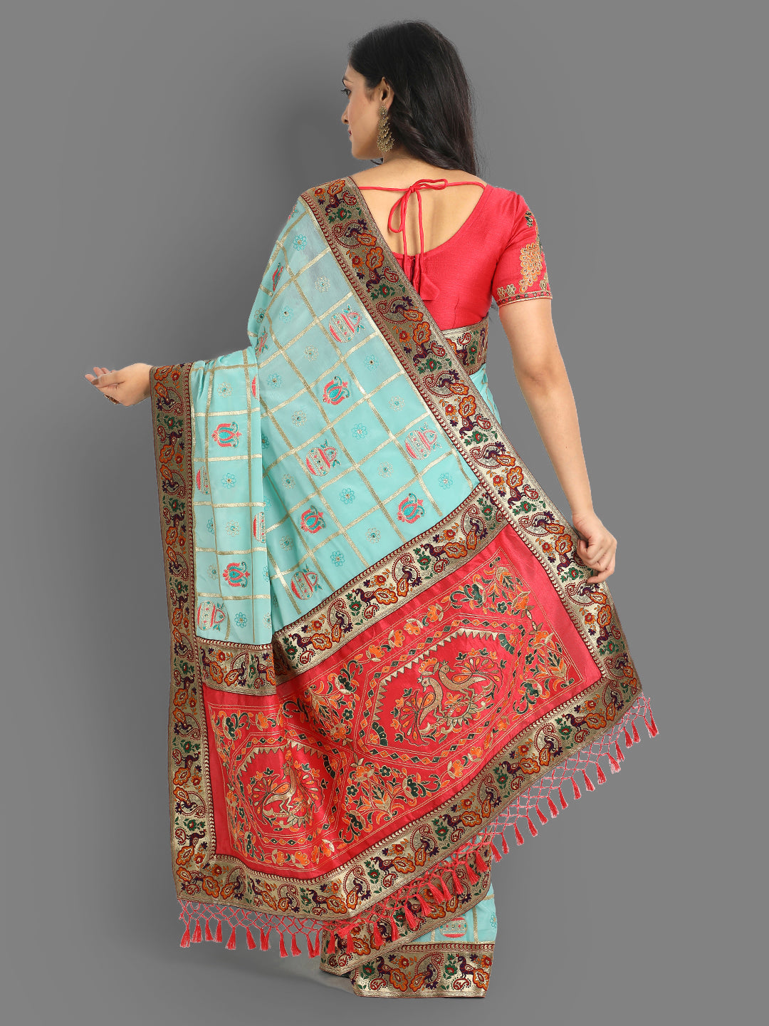 Buy Baby Blue Woven Patola Saree Online at Best Price - kalaashree