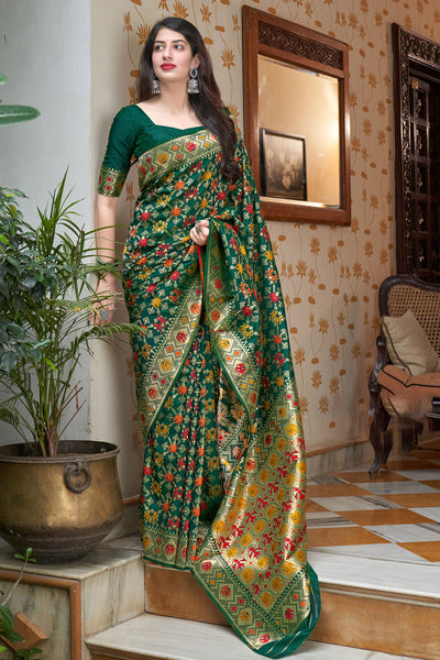 Buy Forest Green Patola Saree Online at Best Price - kalaashree