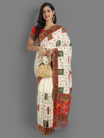 Buy Gorgeous White Woven Patola Saree Online at Best Price - kalaashree