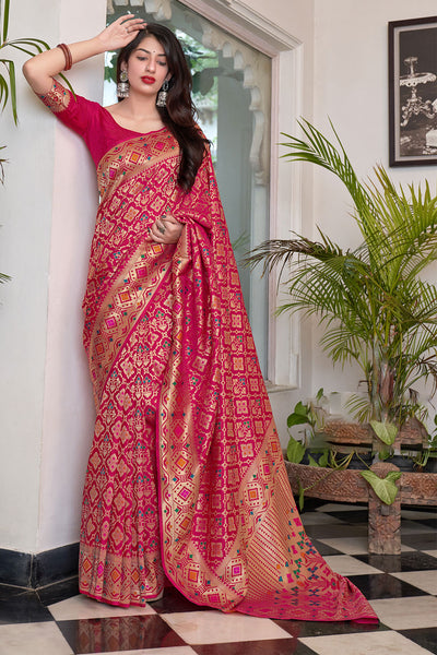 Buy Hot Pink Patola Saree Online at Best Price - kalaashree