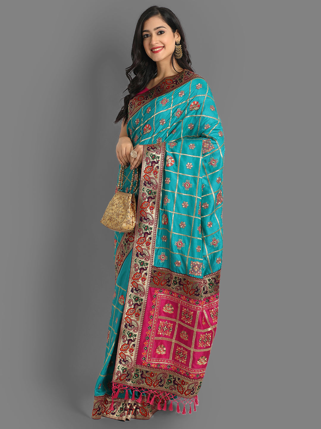 Buy Jade Green Woven Patola Saree Online at Best Price - kalaashree