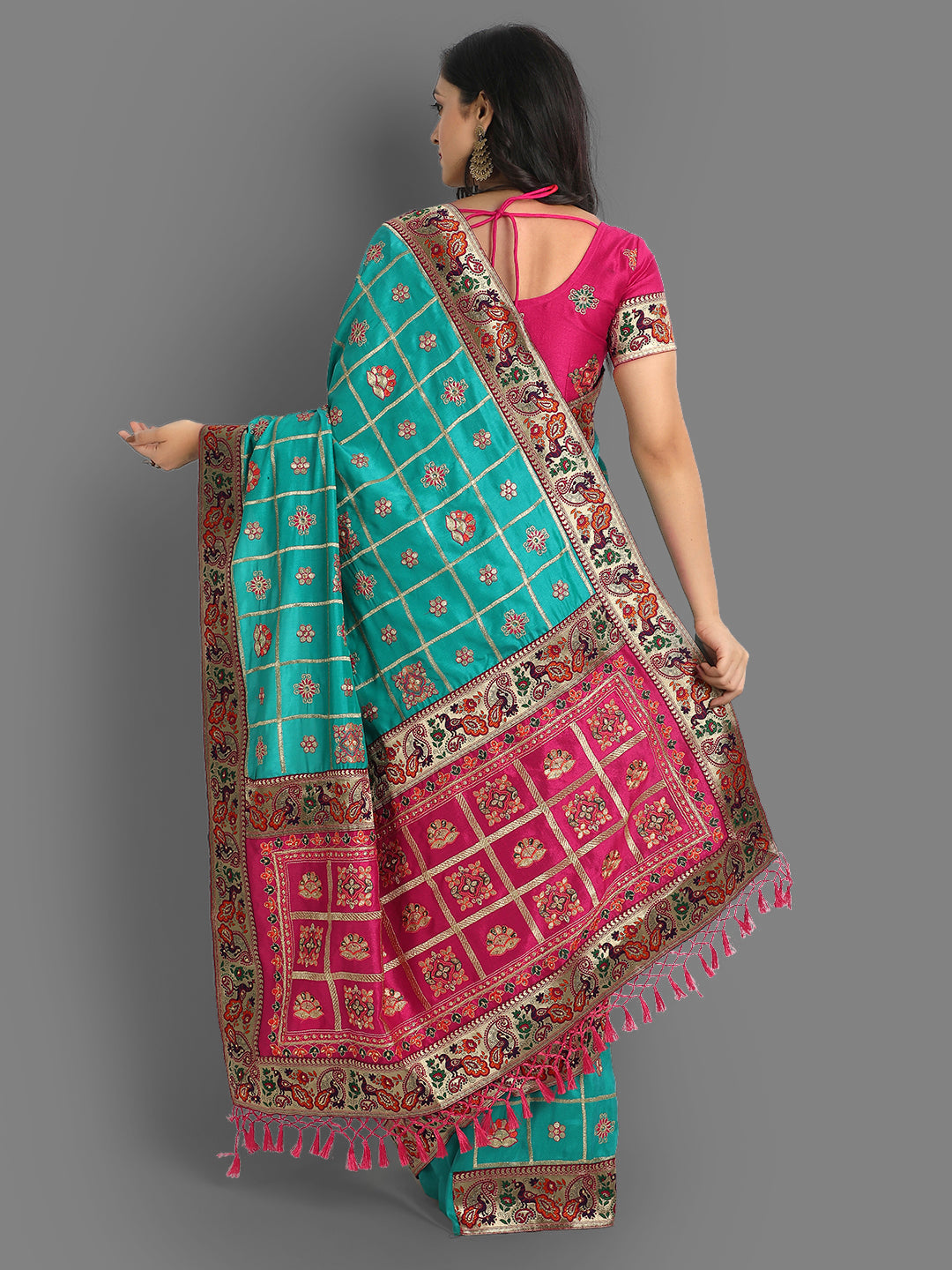 Buy Jade Green Woven Patola Saree Online at Best Price - kalaashree