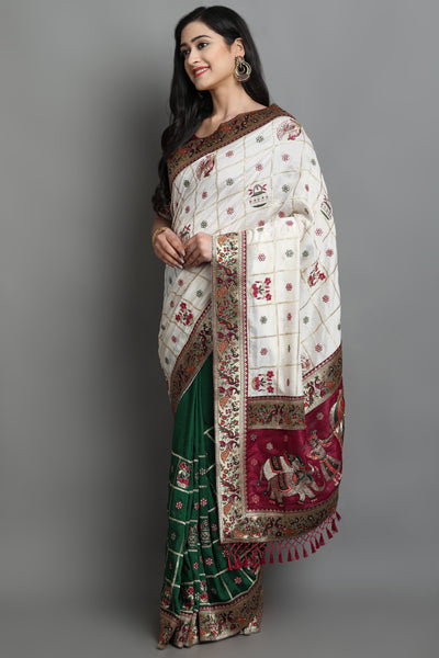 Buy White Forest Woven Patola Saree Online at Best Price - kalaashree